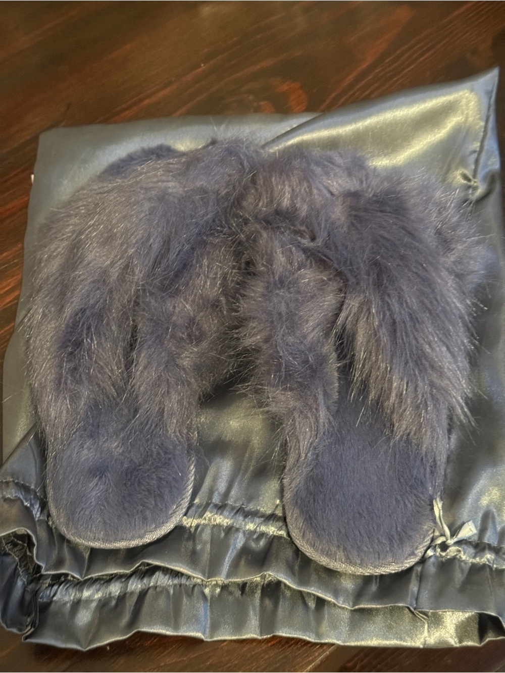 Savage X Fenty Navy Faux Fur Slide Slippers